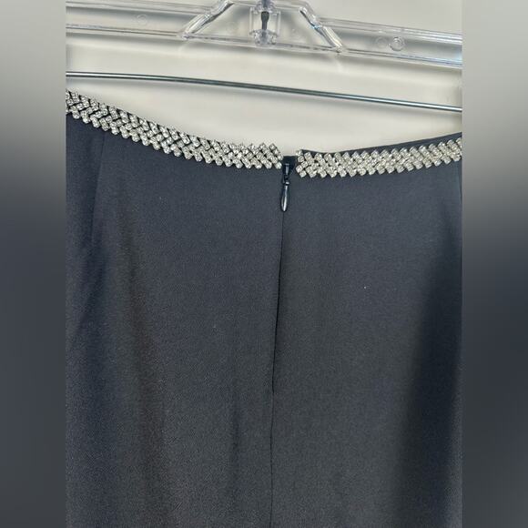 NWT Lovers + Friends Crystal Waist Detail Elegant Black Dress Pants Size Large - Picture 3 of 11